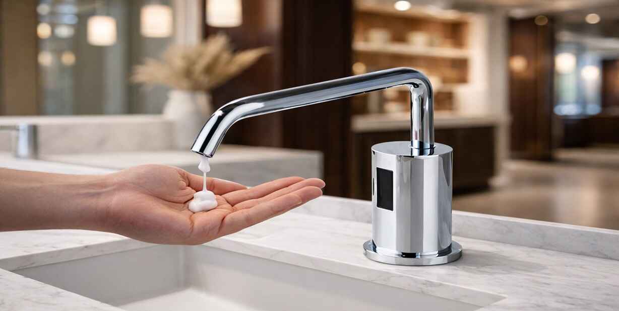 Fontana Milan chrome deck mounted automatic soap dispenser for modern countertops